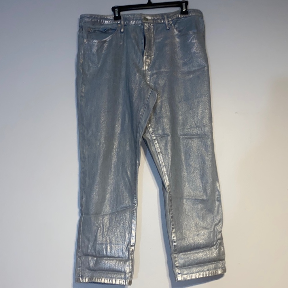 Plus size Silver Metallic Jeans